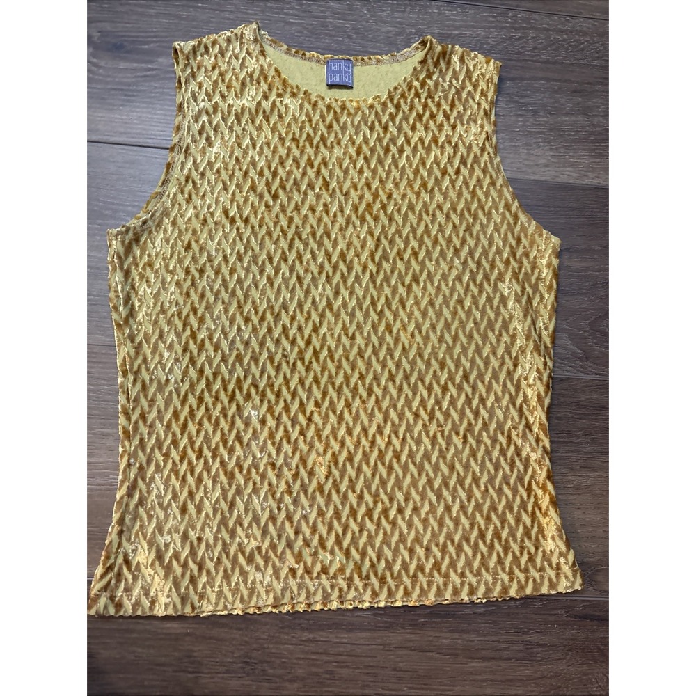 Vintage 90s Y2K Hanky Panky Velvet Mustard 3d Tank Top Small USA